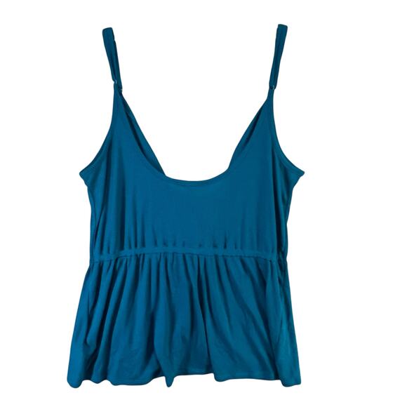 Express One Eleven Cami Tank Top Womens M Teal Blue Ribbed Twist Front Babydoll - Picture 6 of 15
